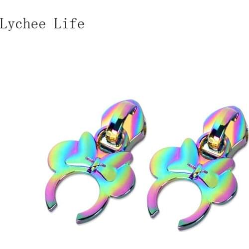 Lychee Life Metal Cartoon Mouse Bow Knot Zipper Stopper Open End Zipper Stopper Diy Sewing Zipper Repair Kits Accessories