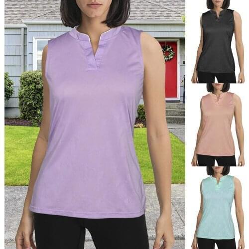 Tank Top Women Polo Sleeveless Shirts Ummer Streetwear Casual Ladies Loose V Neck Breathable Lightweight Sports Ladies Vest