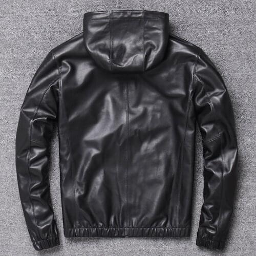 Brand New 200% Real Sheepskin Coat Men Autumn Winter Clothes Streetwear Genuine Leather Jacket Hooded Coat 228899