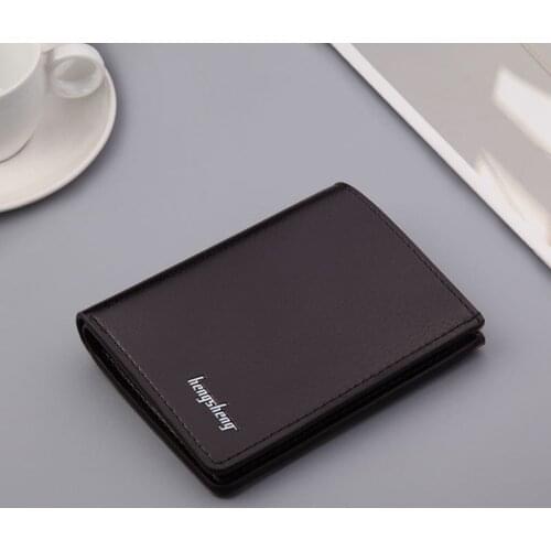 Men Wallet Ultra-thin Vertical Coin Purse Multi-card Package Short Retro Wallet Pu Leather Wallet Business Wallet Black Coffee