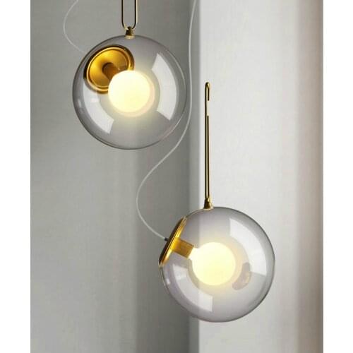 Nordic Glass Ball Pendant Lights Industrial Lighting Clear Pendant Lamp Hanging Lamp Gold Deco Home For Kitchen Dining Room Lamp
