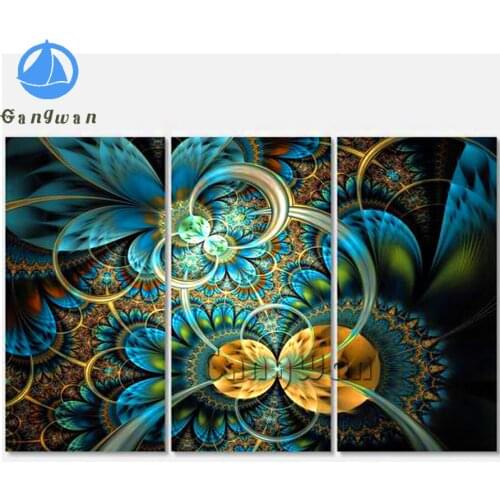 New Diamond Painting Full Square Diamond Embroidery fantasy Mandala Muslim flower crystal Beaded Mosaic 3 pcs Wall Decoration