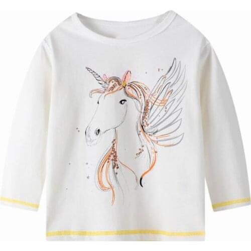 2-7 Years Children Kids Tops T Shirt New Spring Baby Boy Girls Long Sleeve Unicorn T Shirt Cotton Children Shirts Clothes