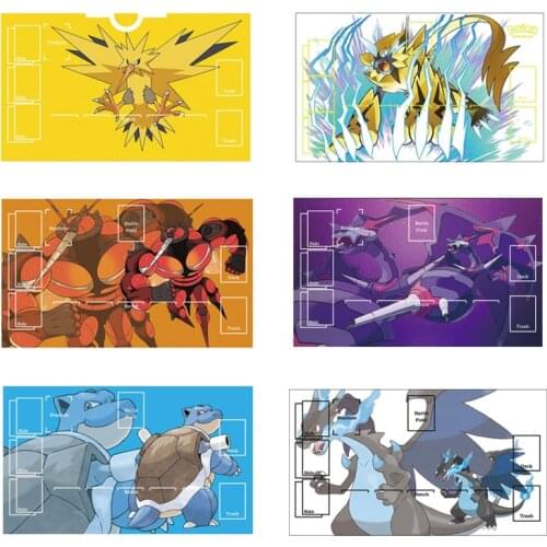 Pokemon PTCG Battle Card Table Mat Card Mat Zapdos Naganadel Blastoise Charizard 600x350x1.5mm DIY Double Mat Kids Toy Gift