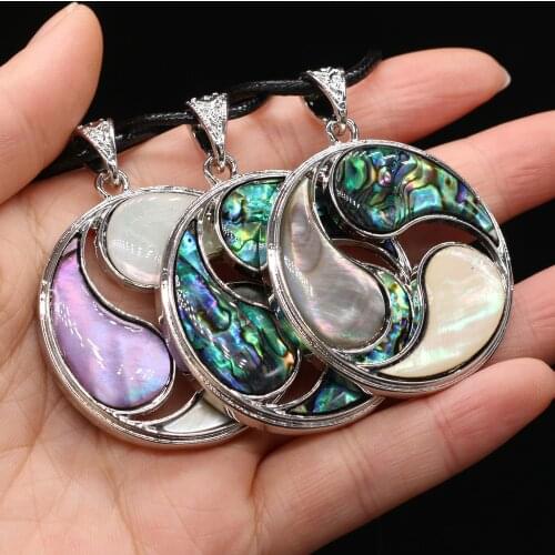 Wholesale Natural Sea Shell Pendant Necklace Simple Round Shape Vintage Stainless Steel Necklace Good Quality Necklace Jewelry