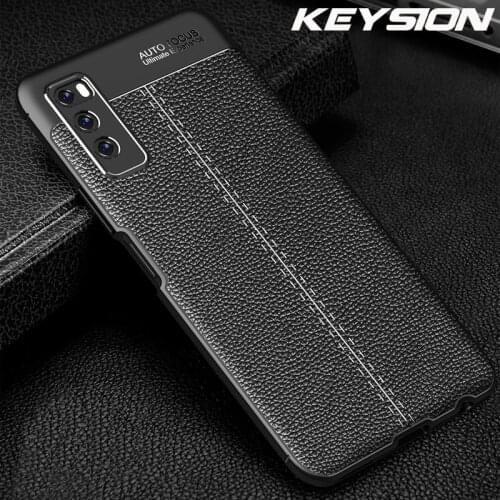 KEYSION Shockproof Case for Huawei Enjoy Z 5G luxury Leather Soft Silicone Phone Back Cover for Huawei Enjoy 20 Pro
