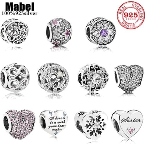 925 Sterling Silver Beads Charm Shining Clips Pave CZ Charms Fit Original Pandora charms silver 925 Bracelets Women DIY Jewelry