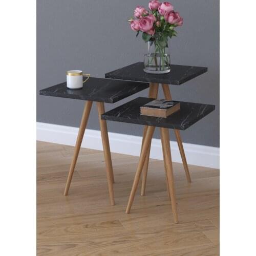 Retro 3 Nesting Table Side Table Service and Tea Table Black Marble European Coffee Table Living Room Furniture Living Room styl