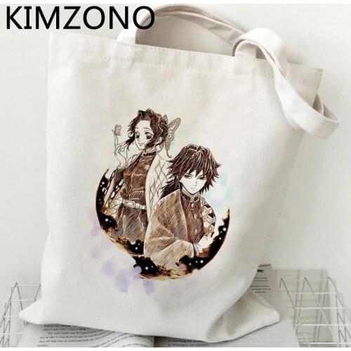 Demon Slayer shopping bag shopping cotton handbag grocery bolsa jute bag bag sacola bolsas reutilizables custom