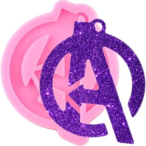 Super Glossy Letters A Silicone Mold Round Keychain Epoxy Resin Mould DIY Craft Charms Necklace Jewelry Pendant Moulds