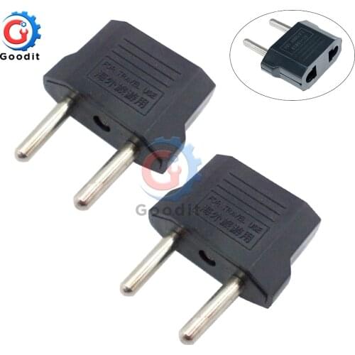 2pcs Universal US To EU Plug USA To Euro Europe Travel Wall AC Power Charger Outlet Adapter Converter 2 Round Socket Input Pin