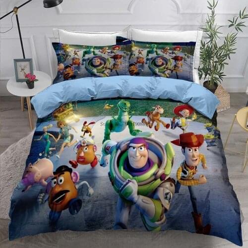 Walt Disney Toy Story Buzz Lightyear Jessie Woody Printed Bedding Down Quilt Cover Pillowcase Childrens Home Decor Home Textile
