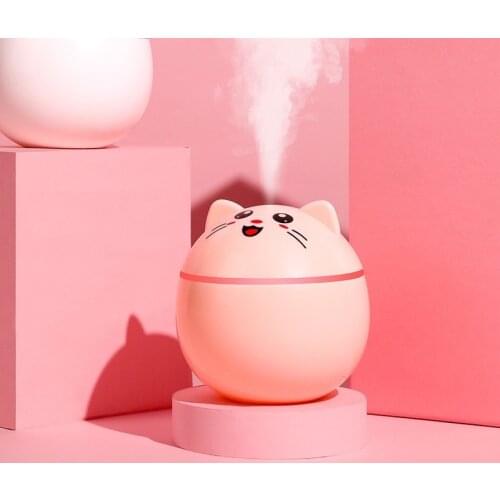 300ml Lucky Cat USB Humidifier Ultrasonic Aromatherapy Diffuser Car Mist Maker with Colorful Night Lamps for Home Office Bedroom