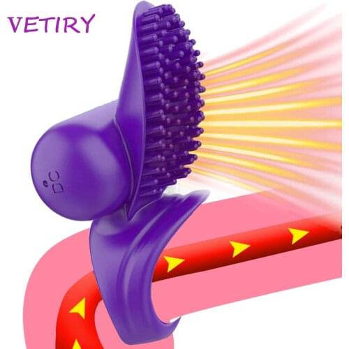 Vibrating Penis Ring Vibrator Delayed Ejaculation Ring USB Charging Cock Ring For Men Adult Couples Sex Toys Clitoris Stimulate