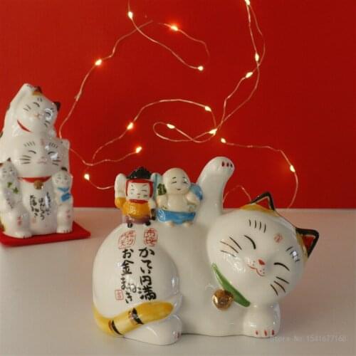 Japanese groceries Daifuku lucky cat ceramic ornaments cute cat piggy bank mascot desktop ornaments piggy bank for kids