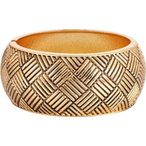 ORNAPEADIA Jewelry Wide-brimmed Bracelet for Women Popular Fashion Cross Pattern Drum Alloy Bracelet Cross-border