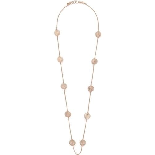 Hollow Carved Round Pendants Necklaces for Women 2018 Fashion Jewelry Ladies Party Necklace Long Gold Silver Color Bijoux Femme