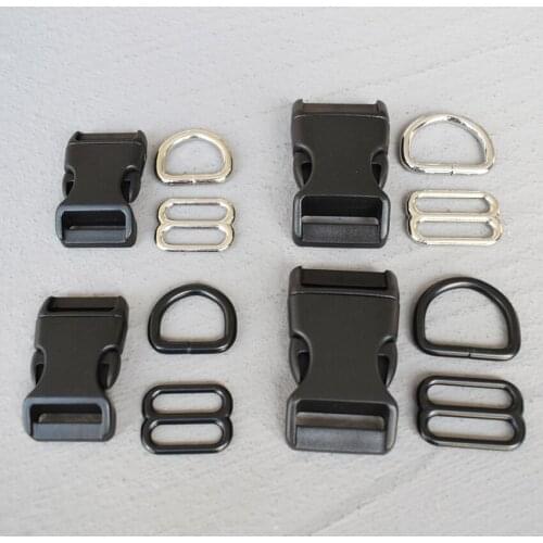 1 Set 20mm 25mm Plastic Release D Ring Breakaway Buckle Tri-Glide Clasp For Dog Collar Sewing DIY Accessories