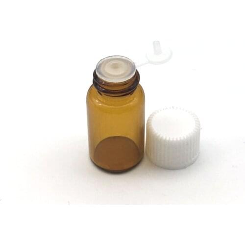 10pcs Essential Oil Glass Bottle with Orifice Reducer Siamese Plug Screw Cap Small 3ml Sample Amber Vials
