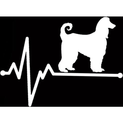 14.2CM*10.4CM Afghan Lifeline Dog Groomer Heartbeat Vinyl Black/Silver Car Sticker C22-1142