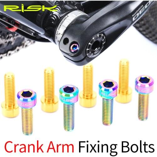 RISK 2pcs M6*18mm MTB Bicycle Titanium Alloy Crank Bolt Disc Brake Caliper Fixing Screws for Road Mountain Bike Crank Lock Screw