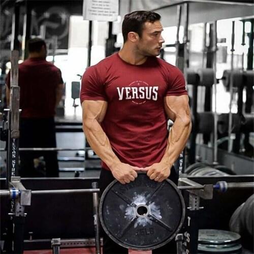 2021 New Bodybuilding Brand Men T-shirt Gyms Casual Short Sleeve O-neck Fitness Letter Print Cotton T-shirt Men Tees