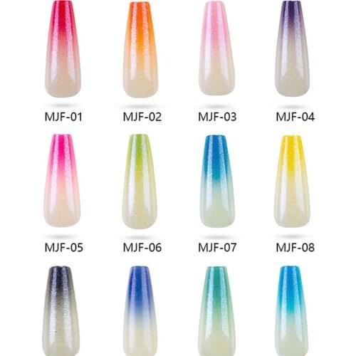 24Pcs/Lot Detachable Wearable Magic Mirror Powder Nail Ballet Fake Nail Tips Long Coffin Press On Nails Removable Flase Tip E004