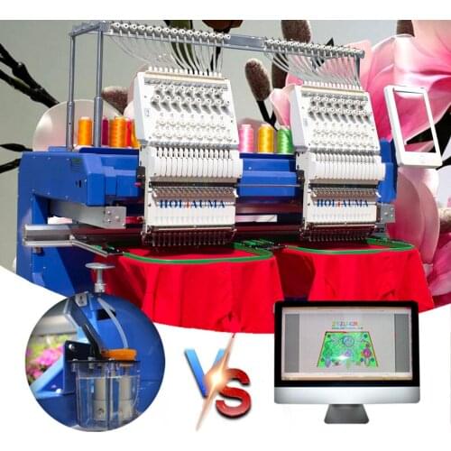 3 Years quality warranty! HOLiAUMA new technology 2 heads flat embroidery machine two heads computerized embroidey machine price