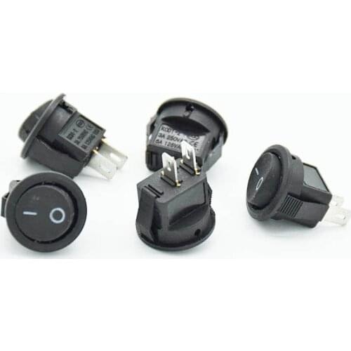 30pcs Round Black 2-Pin 2-Files Rocker Switch 3A/250V 6A/125V Seesaw Power Switch