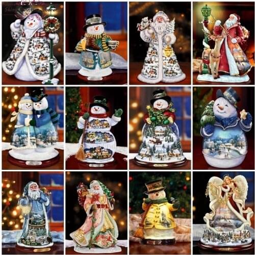 5D DIY Diamond Painting Christmas Snowman Santa Claus Picture Diamond Embroidery Cartoon Portrait Statue Cross Stitch Xmas Gift