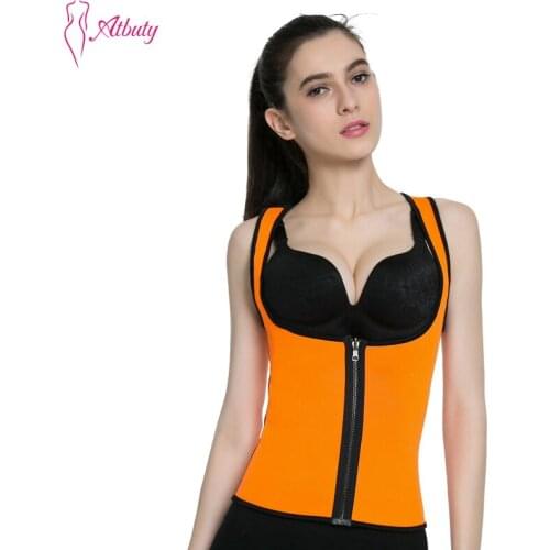 Atbuty Waist Trainer Vest Zipper Neoprene Sauna Body Shaper Slimming Tummy Control Corsets for Women