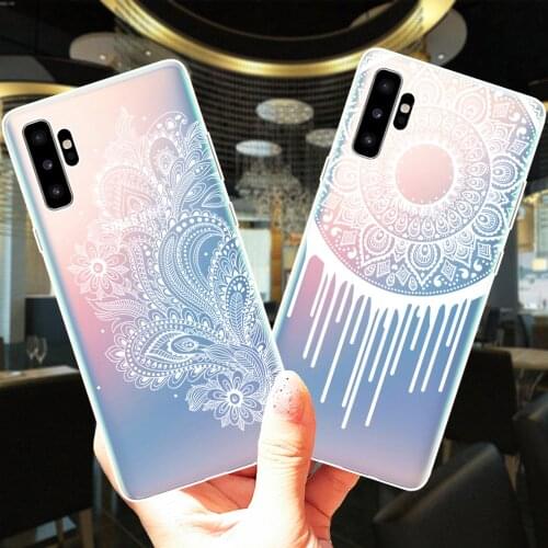 White Mandala Lace Flower Sexy Floral Soft Silicone Case Cover For Samsung NOTE 20 Ultra 5G Note 10 Lite 9 8 J3 J5 J7 J4 J6 Plus
