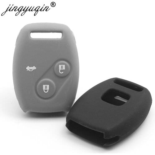 Jingyuqin 30pcs/lot Silicone Car Key Case Cover for Honda Accord CR-V CRV Civic Pilot Fit Freed StepWGN Key 3 Buttons Shell