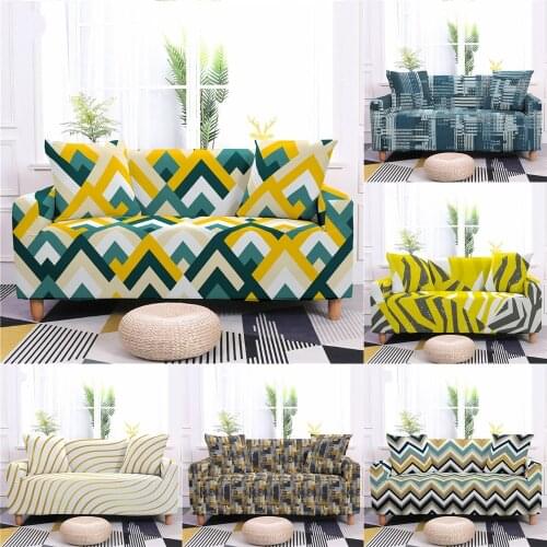 Geometric Wavy Lines Sofa Cover For Living Room Elastic Couch Cover Home Slipcovers Decor Spandex Chair Protector 1/2/3/4 Seater