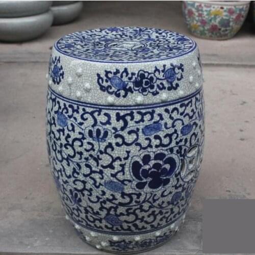 Jingdezhen Ceramic Stool Pier Shoe Change Stool Fashion Garden Hand-painted Ancient Blue And White Crack Glazed porcelain stool