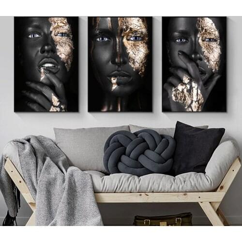 DDWW Wall Art Painting Canvas Print Silver Paper Figure Painting Portrait Posters Wall Pictures For Living Room No Frame