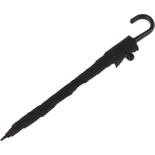 DIY Hut Dollhouse Mini Furniture Accessories Black Umbrella Wooden 1:12 Doll House Model House Umbrella Miniature