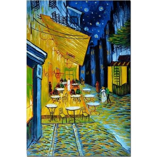 Van Gogh Paintings- Cafe Terrace at Night by Vincent Van Gogh 3D Oil Painting on Canvas Reproductions Hand Painted Wall Art