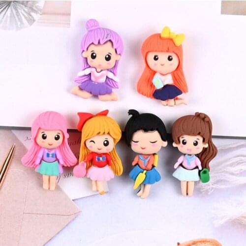 20pcs/lot Kawaii Cartoon Princess Flat Back Resin Scrapbooking Accessories Girl Resin Cabochons Hair Embellishments