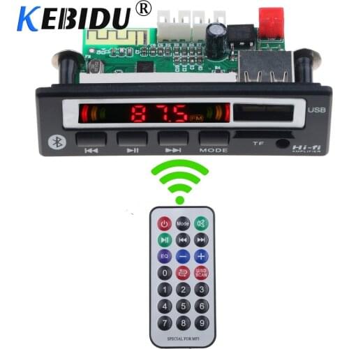 Kebidu Wireless Bluetooth 5V-12V LED display MP3 WMA WAV Decoder Board USB FM TF Audio Module HI-FI Music Speaker MP3 + Remote