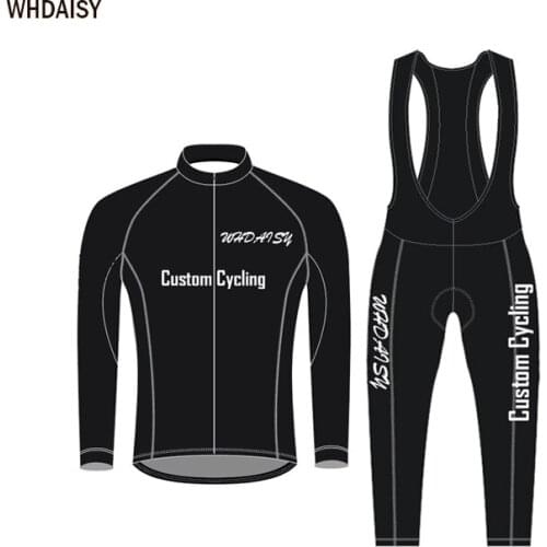 WHDAISY Customized Long Sleeve Cycling Jersey Set Pro MTB Road Bike Clothes Quick Dry Bicycle Kits Men