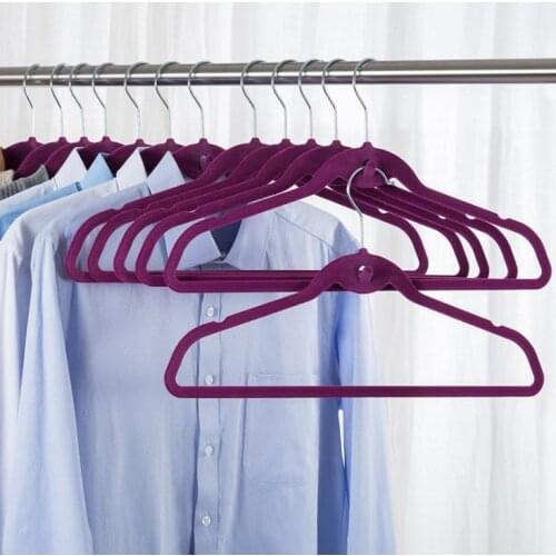 Multi-functional row of clothing store hangers with hook anti-slip flocking hangers without trace black hangers 44.50cm SN452