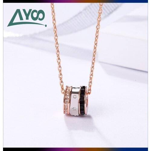 SWA Fashion Jewelry 1: 1. Charm Simple Necklace Rose Gold Rotating Crystal Necklace Clavicle Chain Romantic Gift For Women
