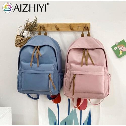 Fashion Preppy Style Women Solid Color Knapsack Student School Travel Large Capacity Simple Handbag Backpacks