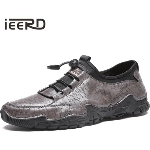 Genuine Leather Casual Shoes Men Crocodile Texture Fashion Men Loafers Large Size 39-48 Flats Footwear