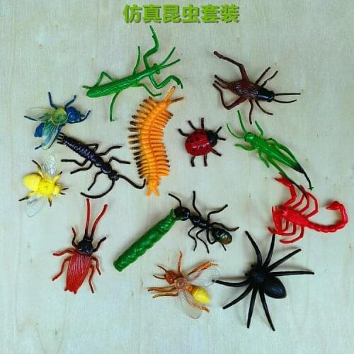 Soft plastic figure 3-6cm Insects Model Toys 14pcs/set insect flies cockroaches ants Pieris realistic model ladybug