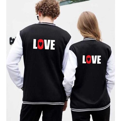 New Fashion Print Love Baseball Jacket Coat Tops Sport Hip Hop Men Women Long Sleeve Harajuku Couple Hoodies Sweatshirts Clothes
