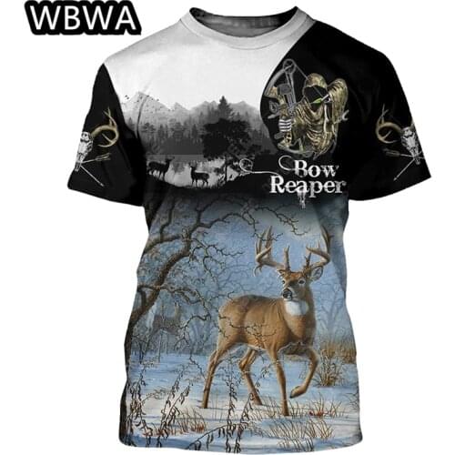 New Hunter 3D Print T-Shirt Mens womens teenagers clothes Outdoor Sports Hunting Deer Hunting Short Sleeve Oversize Drop ship
