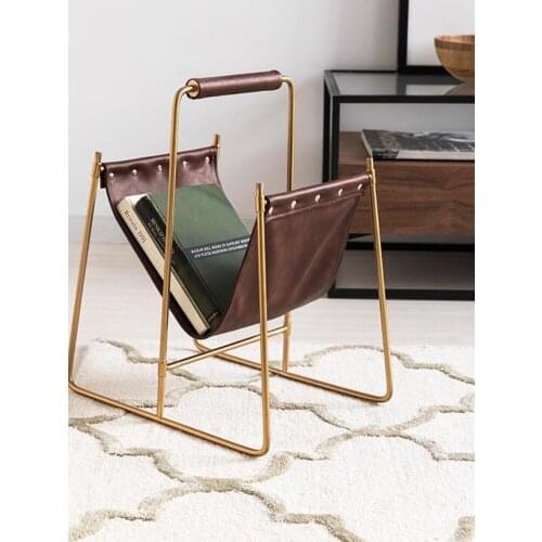 Office Metal Leather Folder Desktop Magazine Rack Newspaper Rack European Minimalist Book Stand Creative Magazine Display Holder