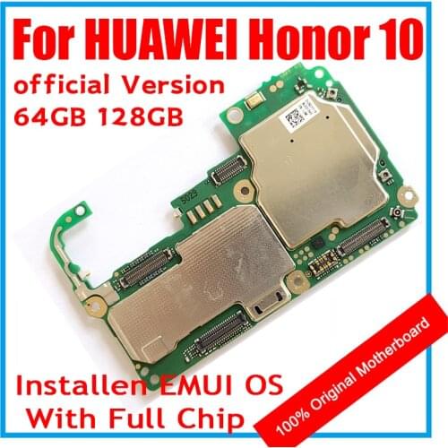 Original 64GB 128GB For huawei honor 10 motherboard Unlocked For huawei honor 10 Logic Board With Android System full chips